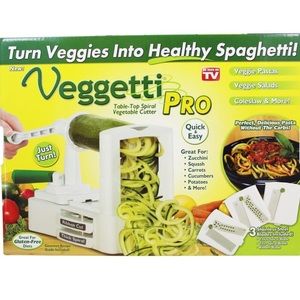 NWT VEGGETTI PRO TABLE TOP SPIRAL VEGETABLE CUTTER TURNS VEGGIES INTO SPAGHETTI